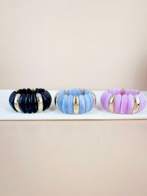 Bracelet Amandine – Élastique à segments colorés dorés