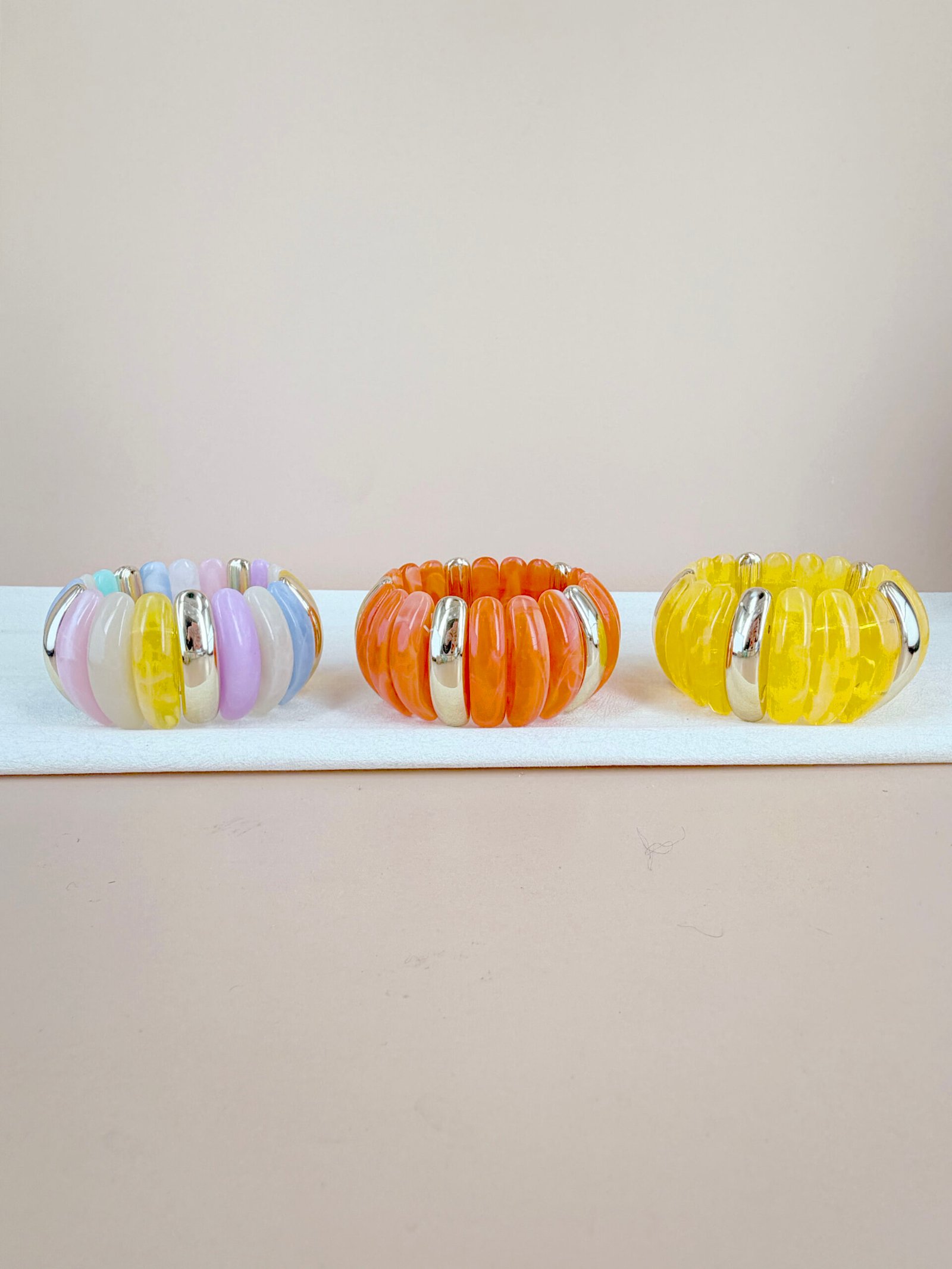 Bracelet Amandine - Élastique à segments colorés dorés – Image 14