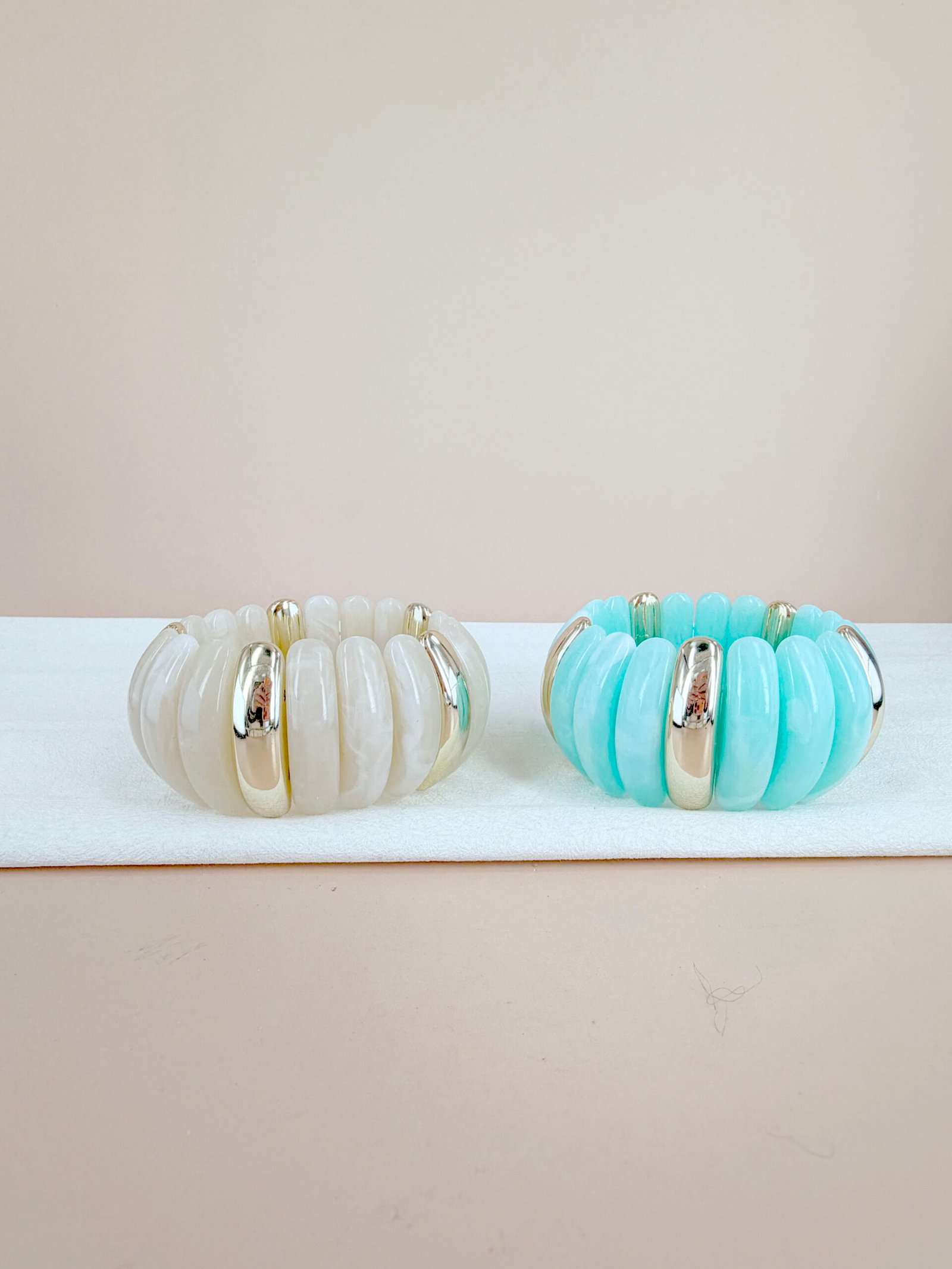 Bracelet Amandine - Élastique à segments colorés dorés – Image 16