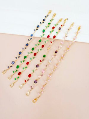 Bracelet Lucie – Chaîne pierres colorées doré