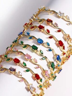 Bracelet Lucie – Chaîne pierres colorées doré