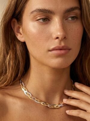 Collier Solene – Maille tressée multicolore