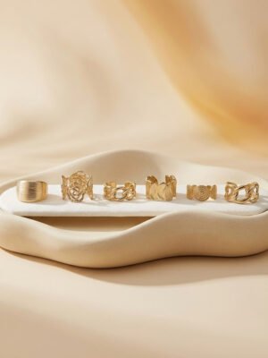 Bague Doria – Lot de 6 bagues or acier inoxydable