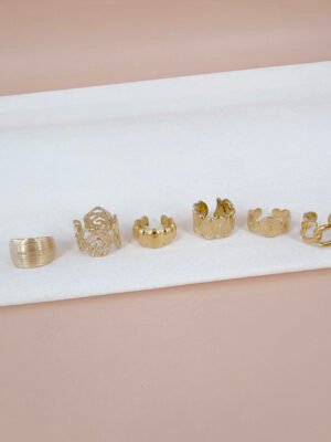 Bague Doria – Lot de 6 bagues or acier inoxydable