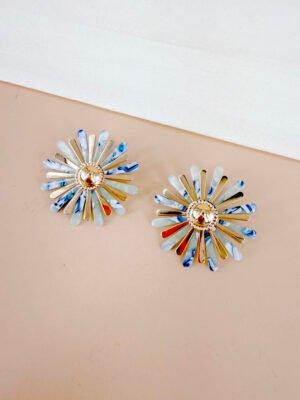 Boucles d’oreilles Capucine – Fleur métal multicolore