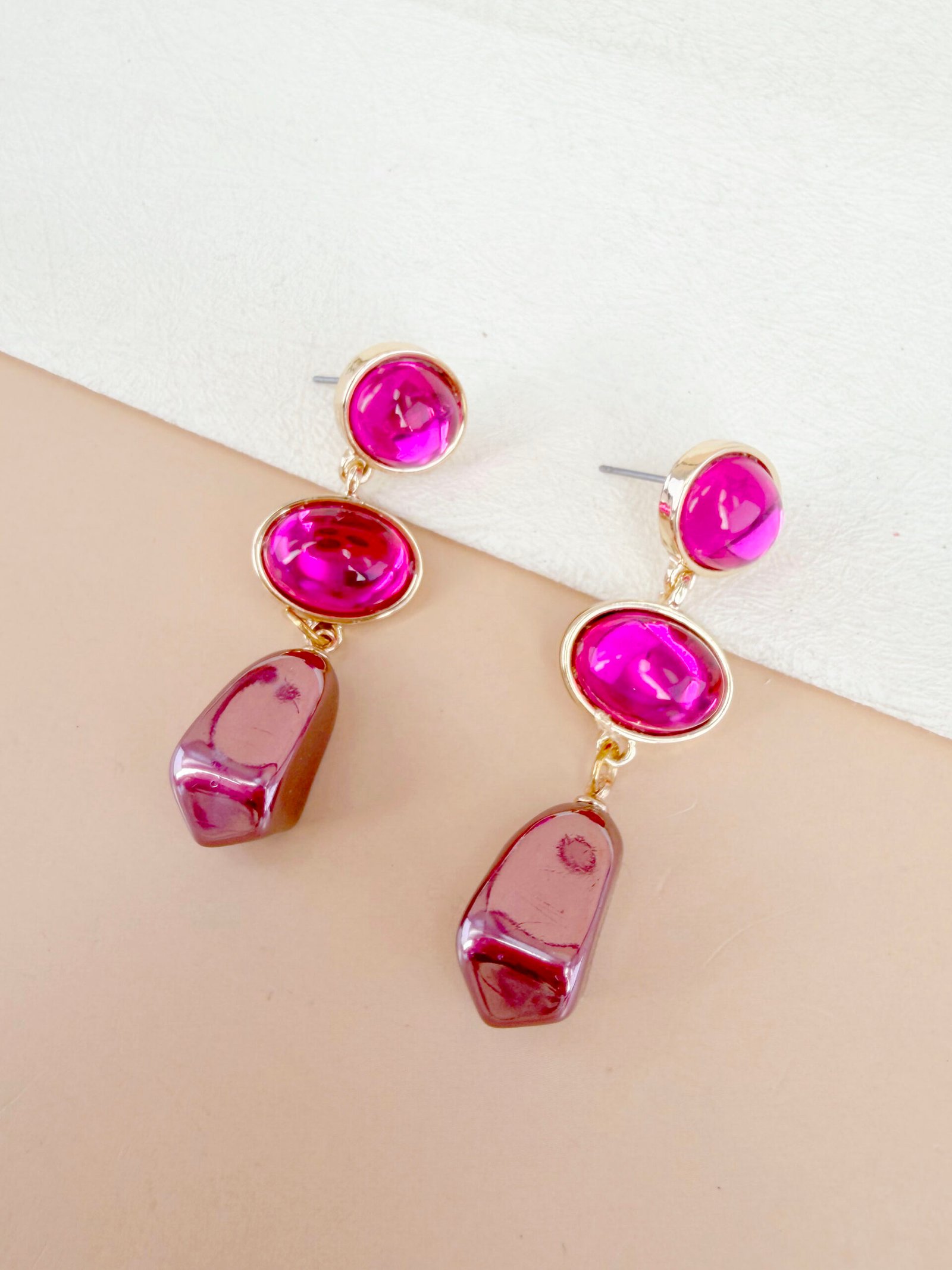 Boucles d'oreilles Apolline - Pendantes pierres colorées – Image 3