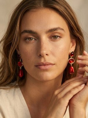 Boucles d’oreilles Apolline – Pendantes pierres colorées