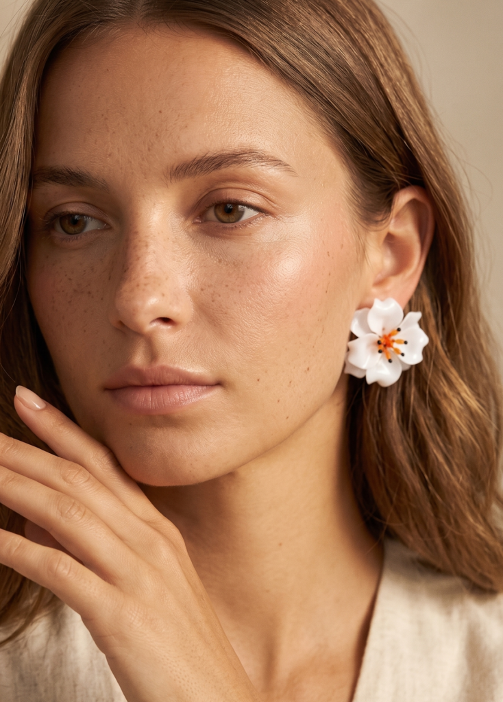 Boucles d'oreilles Delphine - Fleurs brillantes