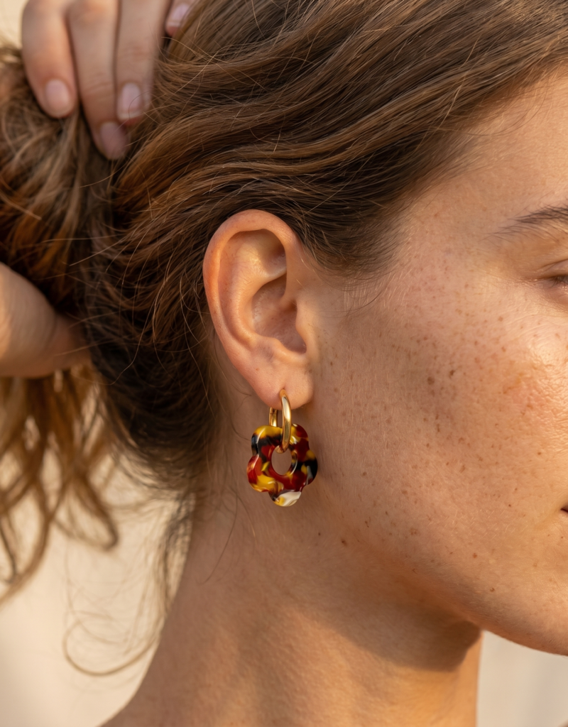 Boucles d'oreilles fleurs résine
