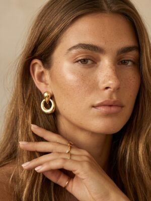 Boucles d’oreilles Romane – Dorées acier inoxydable