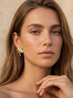 Boucles d’oreilles Violette – Dorées acier inoxydable