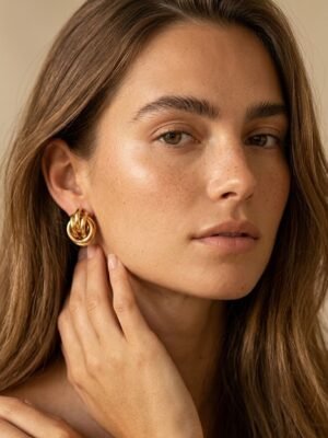Boucles d&rsquo;oreilles Gaelle – Or noeud entrelacé