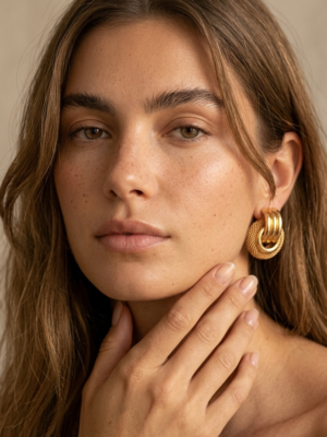 Boucles d&rsquo;oreilles Oceane – Ovales nervurées or