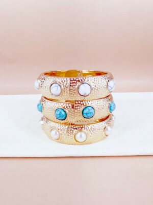 Bracelet Ines – Manchette cabochons metal