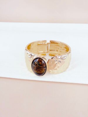 Bracelet Louna – Manchette cabochon ovale metal