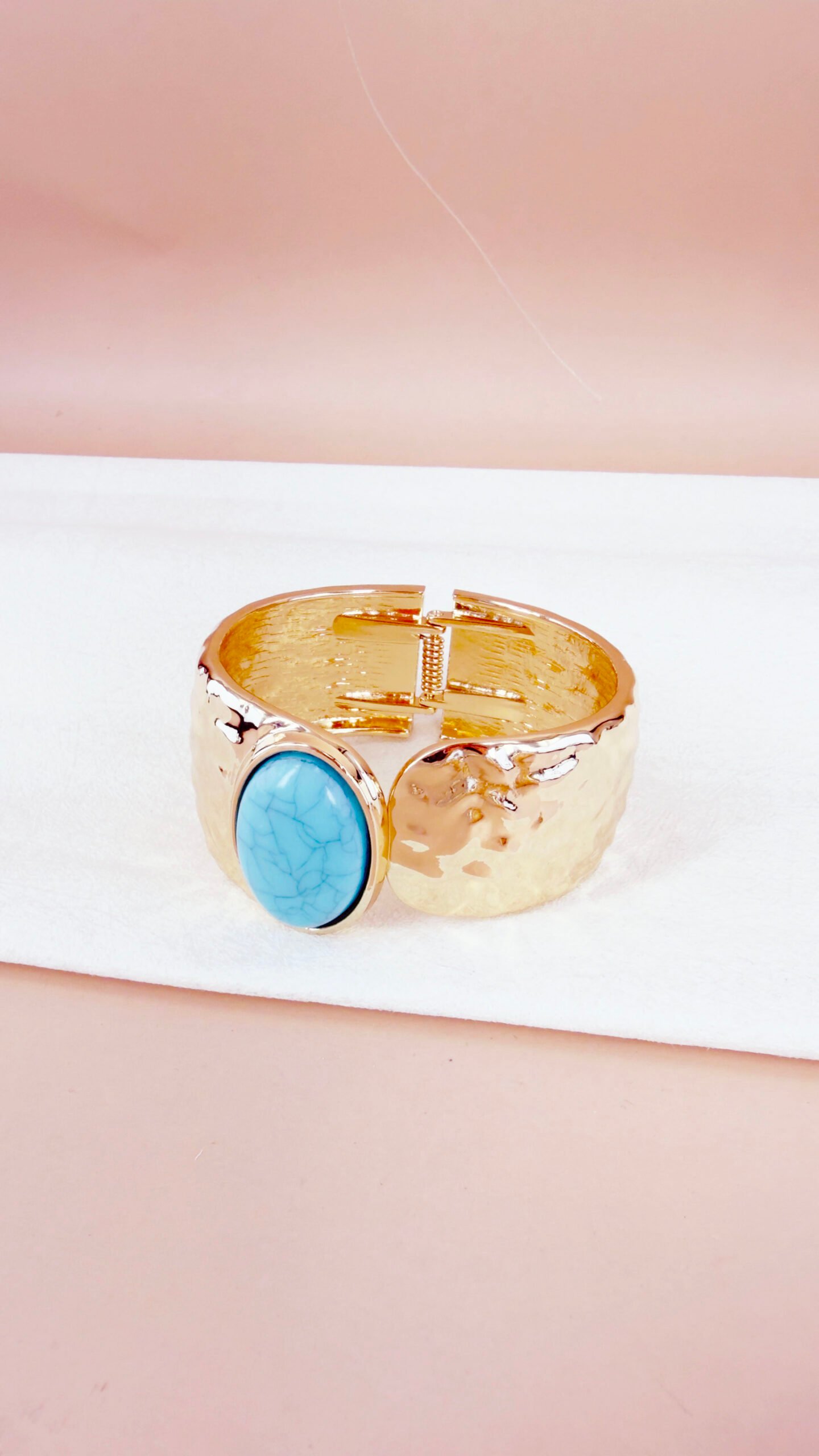 Bracelet Louna - Manchette cabochon ovale metal – Image 6