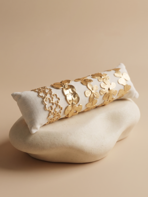 Bracelet Lena – Lot de 5 manchettes or fleurs et feuilles