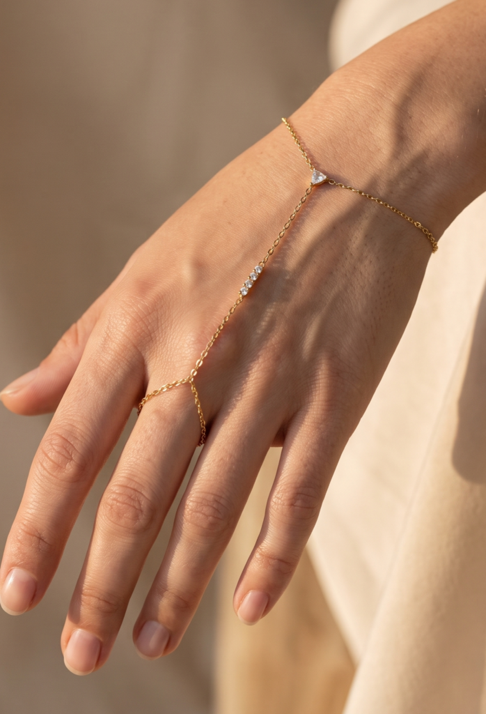 Bijou de main Thea - Bracelet doré acier inoxydable