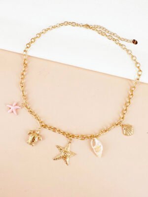 Collier Clara – Doré charms marins étoile et coquillages