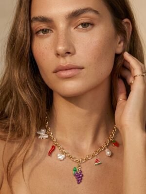 Collier breloques fruits en acier inoxydable