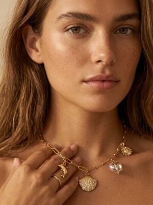 Collier Nina – Doré charms coquillages et nacre