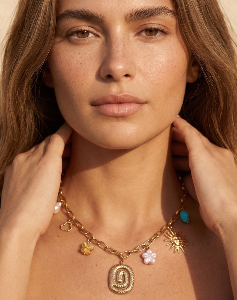 Collier Amandine - Collier charms dorés acier inoxydable