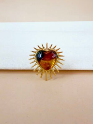 Bague Albane – Cœur résine or
