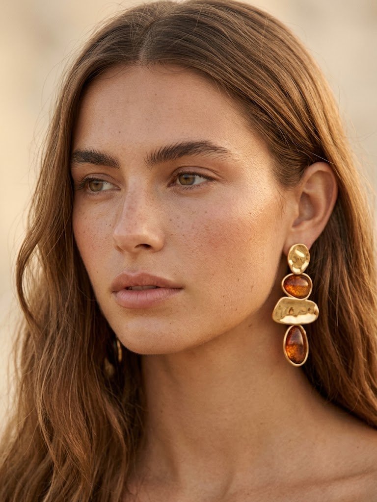 Boucles d'oreilles Apolline - Résine brun