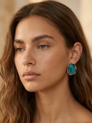 Boucles d&rsquo;oreilles Aurore – Résine bleu