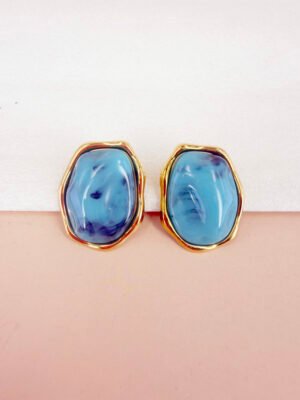 Boucles d&rsquo;oreilles Aurore – Résine bleu