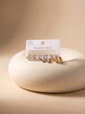 Boucles d&rsquo;oreilles Albane – Lot de 3 paires de boucles d&rsquo;oreilles acier inoxydable or