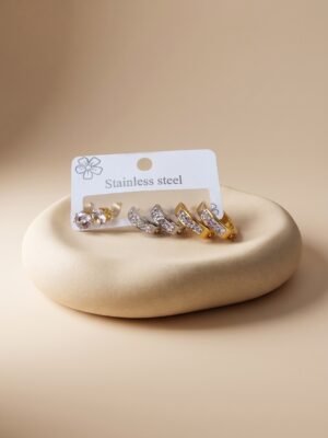 Boucles d&rsquo;oreilles Alix – Lot de 3 paires de boucles d&rsquo;oreilles acier inoxydable or