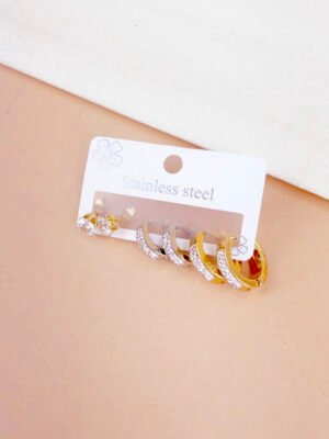Boucles d&rsquo;oreilles Alix – Lot de 3 paires de boucles d&rsquo;oreilles acier inoxydable or