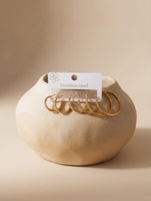 Boucles d'oreilles Apolline - Lot de 3 paires de créoles acier inoxydable or