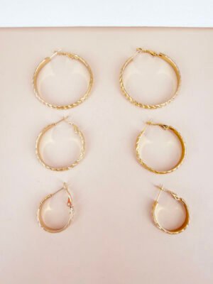 Boucles d&rsquo;oreilles Ariane – Lot de 3 paires de créoles acier inoxydable or