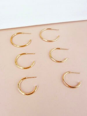 Boucles d’oreilles Aurore – Lot de 3 paires de créoles acier inoxydable or