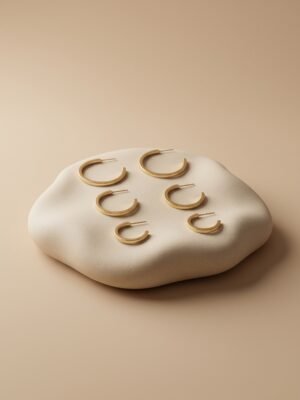 Boucles d’oreilles Camille – Lot de 3 paires de créoles acier inoxydable or