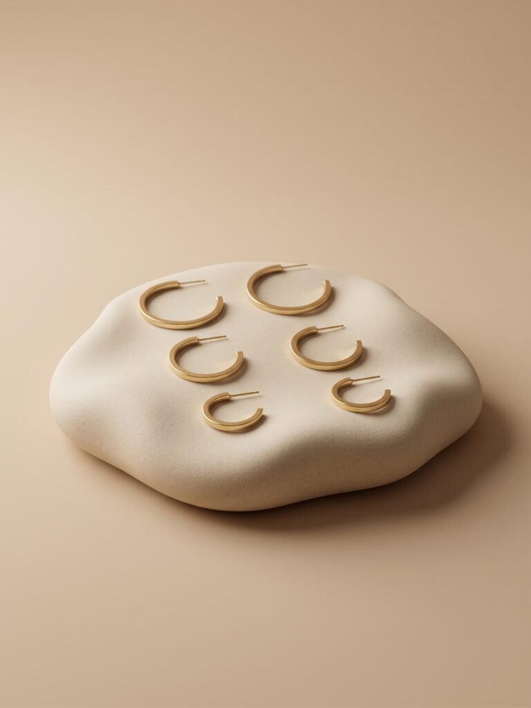 Boucles d'oreilles Camille - Lot de 3 paires de créoles acier inoxydable or