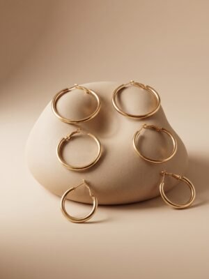 Boucles d’oreilles Celeste – Lot de 3 paires de créoles acier inoxydable or