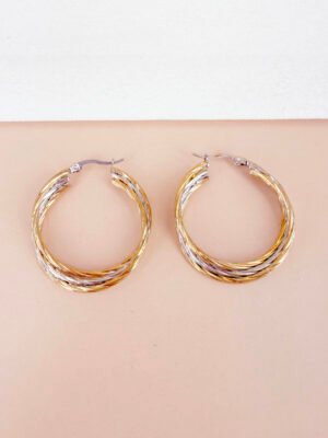 Boucles d’oreilles Clara – Créoles acier inoxydable or