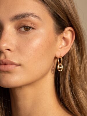 Boucles d’oreilles Elena – Créoles grain de café acier inoxydable or