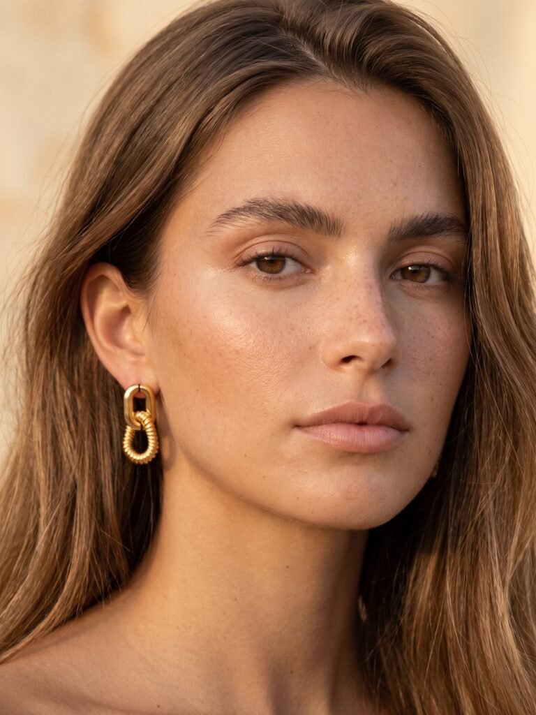 Boucles d'oreilles Elise - Pendantes acier inoxydable or
