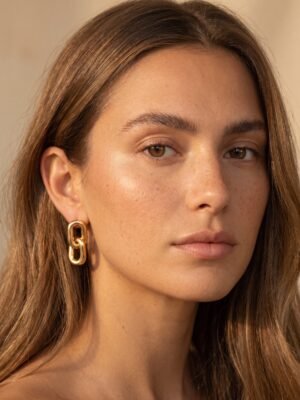 Boucles d’oreilles Ines – Pendantes acier inoxydable or