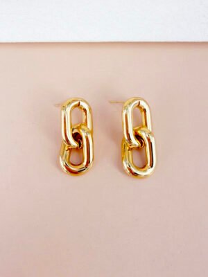 Boucles d’oreilles Ines – Pendantes acier inoxydable or