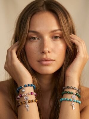 Bracelet Clara – Lot de 12 bracelets perles grelots charms multicolore