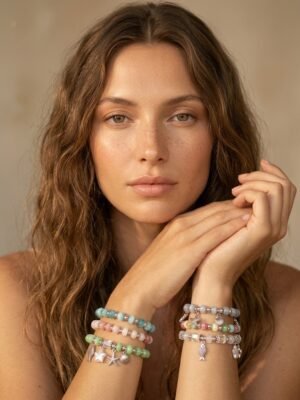Bracelet Elise – Lot de 12 bracelets perles grelots charms multicolore