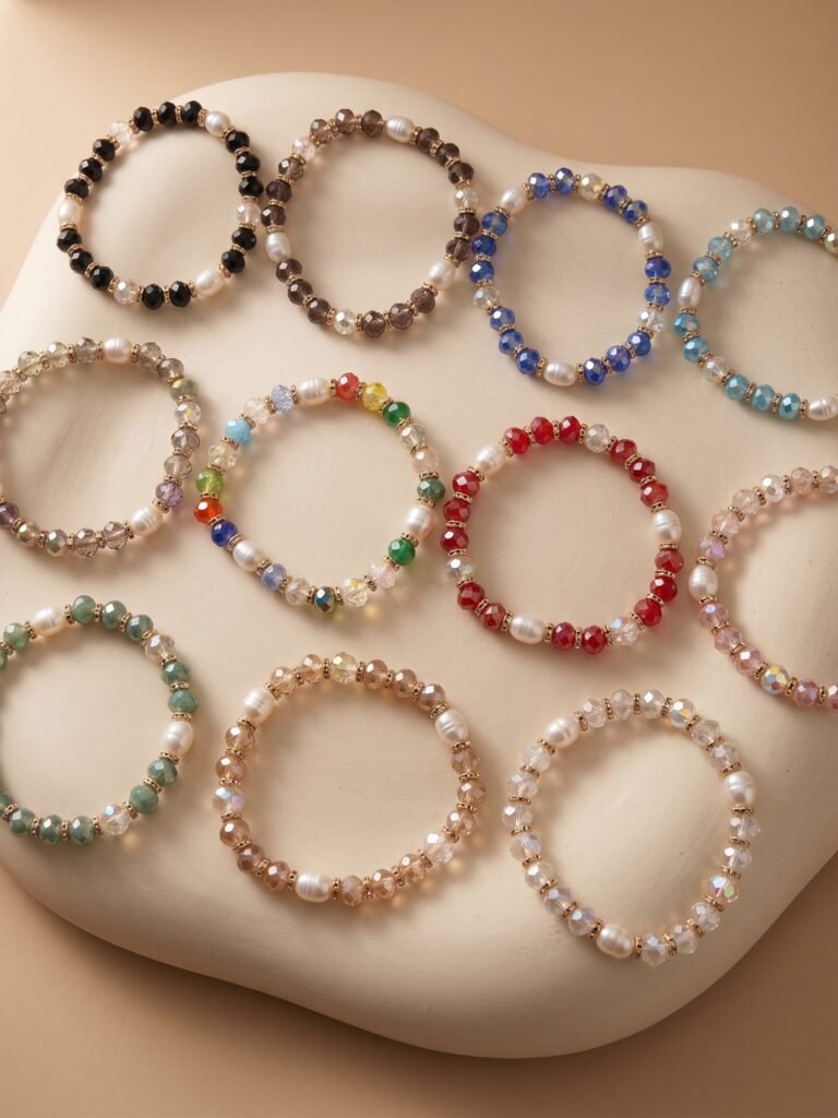 Bracelet Diane - Lot de 12 bracelets perles grelots charms multicolore