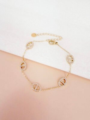 Bracelet Adele – Maille marine strass