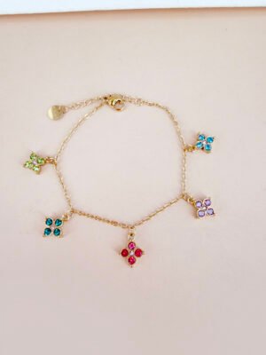 Bracelet Ariane – Charms strass colorés