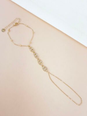 Bracelet Celeste – Chaîne de main maille marine strass